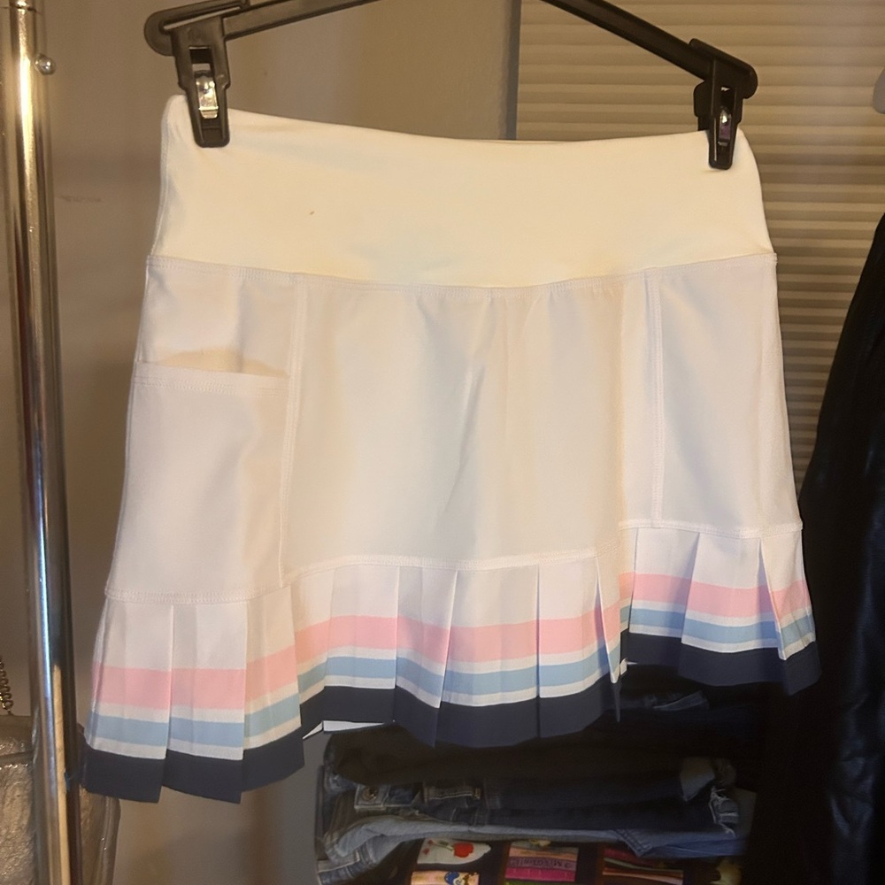 Addison Bay White and Pink Mini Skater Skirt